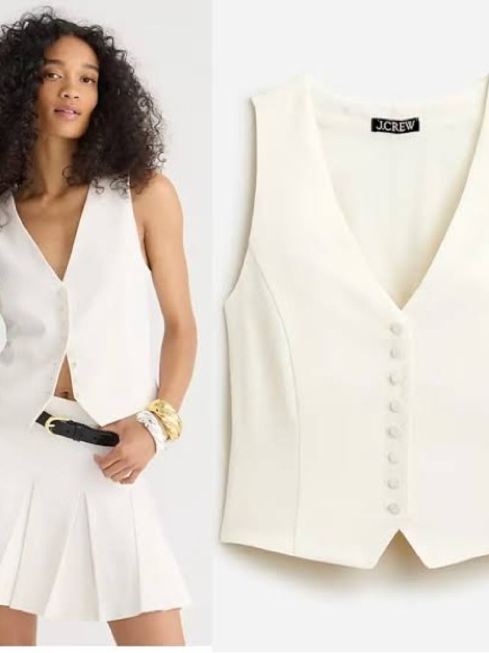 J.Crew Cream slim fit tuxedo vest in city crepe